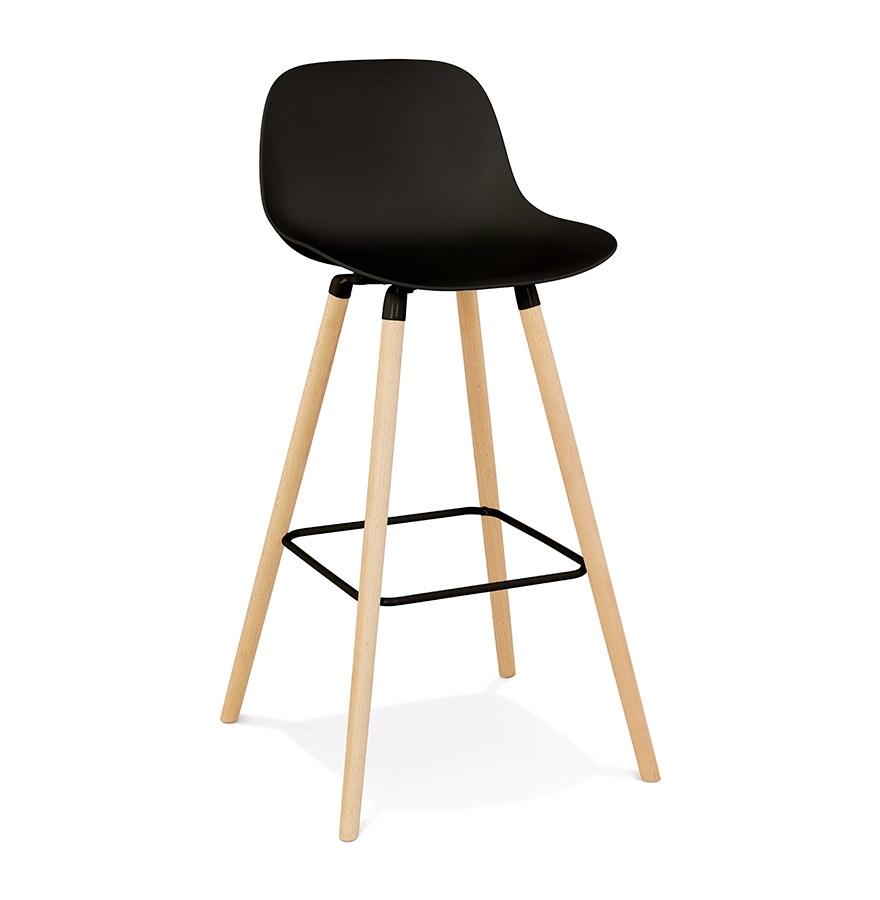 kokoon design Mid-height snack stool 'TATSU MINI' black with natural wooden legs