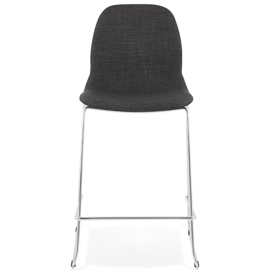 Kokoon Design Mid-height Stackable Snack Stool 'FAKIR MINI' In Dark Gray Fabric And Chrome Metal Base