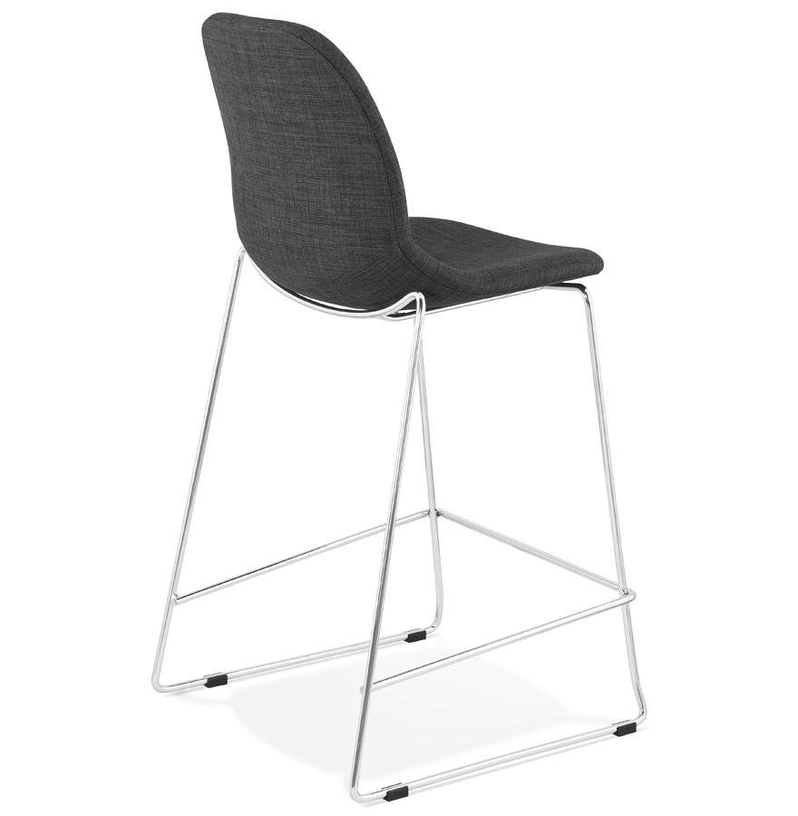 Kokoon Design Mid-height Stackable Snack Stool 'FAKIR MINI' In Dark Gray Fabric And Chrome Metal Base