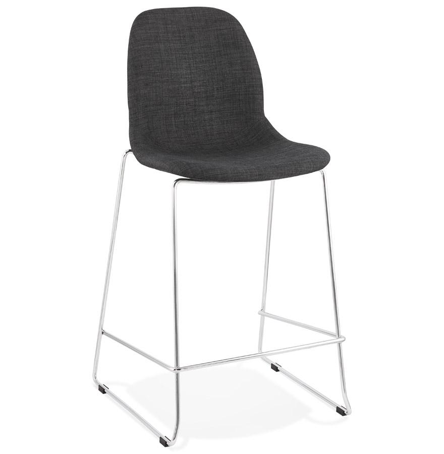 kokoon design Mid-height stackable snack stool 'FAKIR MINI' in dark gray fabric and chrome metal base