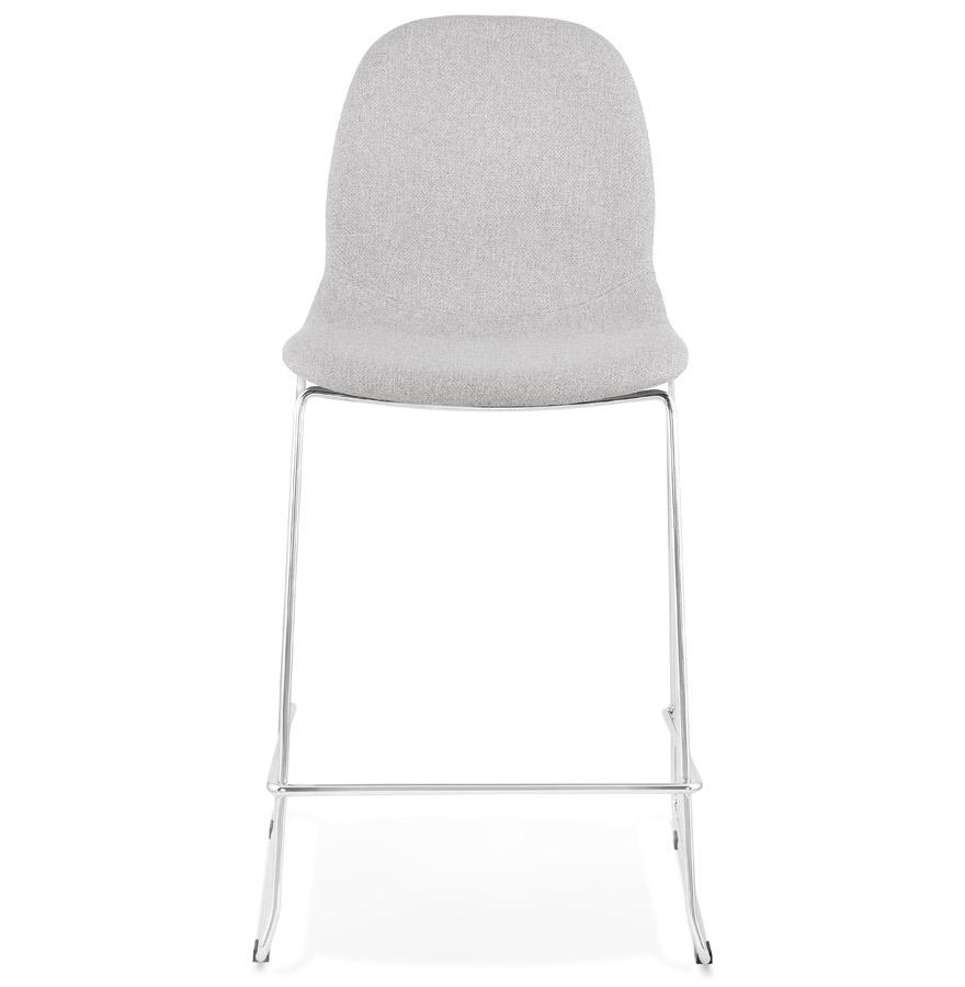 Kokoon Design Mid-height Stackable Snack Stool 'FAKIR MINI' In Light Gray Fabric And Chrome Metal Base