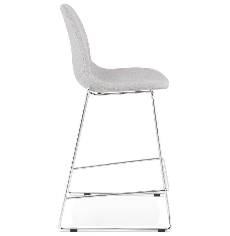 Kokoon Design Mid-height Stackable Snack Stool 'FAKIR MINI' In Light Gray Fabric And Chrome Metal Base