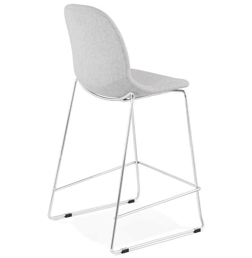 Kokoon Design Mid-height Stackable Snack Stool 'FAKIR MINI' In Light Gray Fabric And Chrome Metal Base