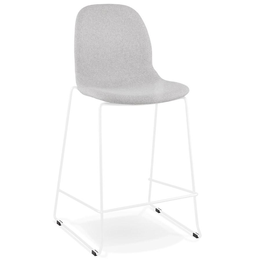 kokoon design Mid-height stackable snack stool 'FAKIR MINI' in light gray fabric and white metal base