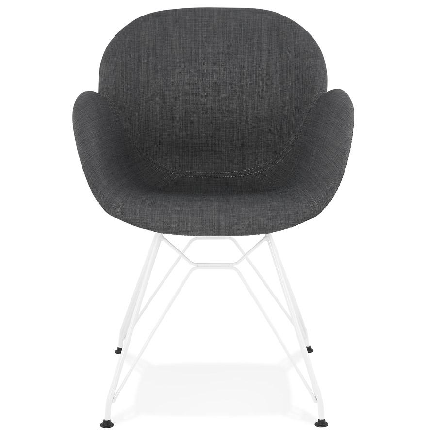 Kokoon Design Modern 'ATOL' Chair In Dark Gray Fabric With White Metal Legs