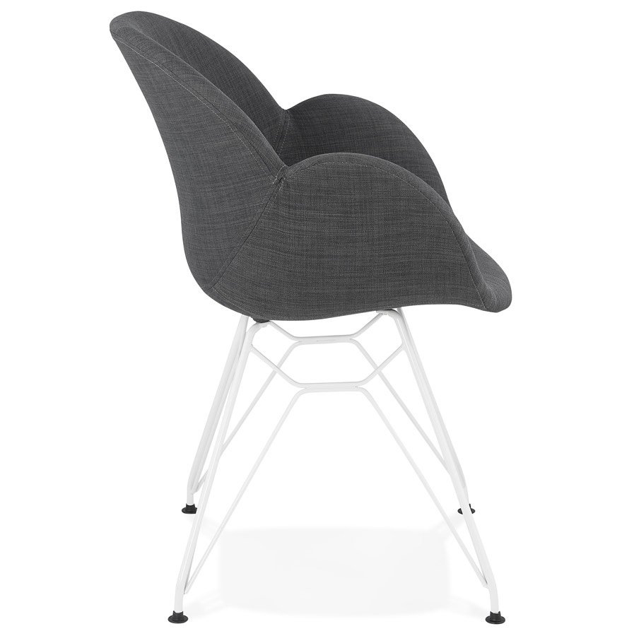 Kokoon Design Modern 'ATOL' Chair In Dark Gray Fabric With White Metal Legs
