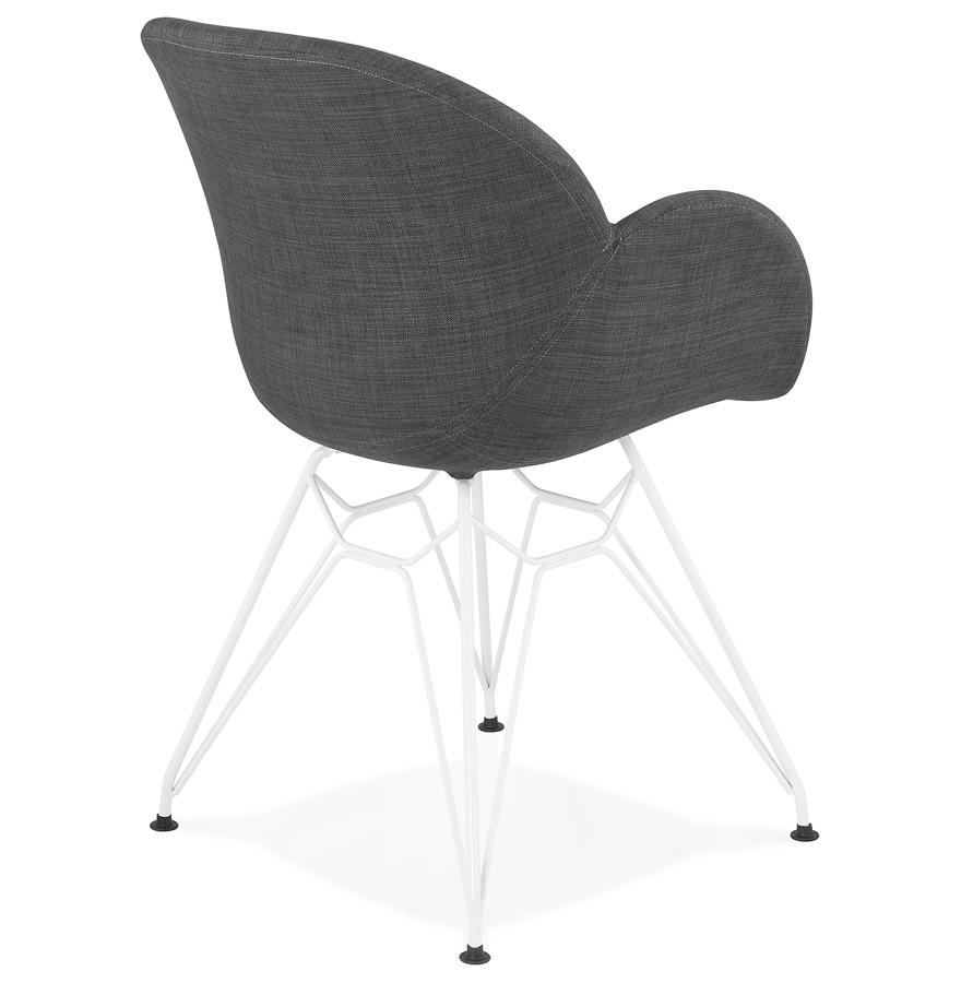 Kokoon Design Modern 'ATOL' Chair In Dark Gray Fabric With White Metal Legs