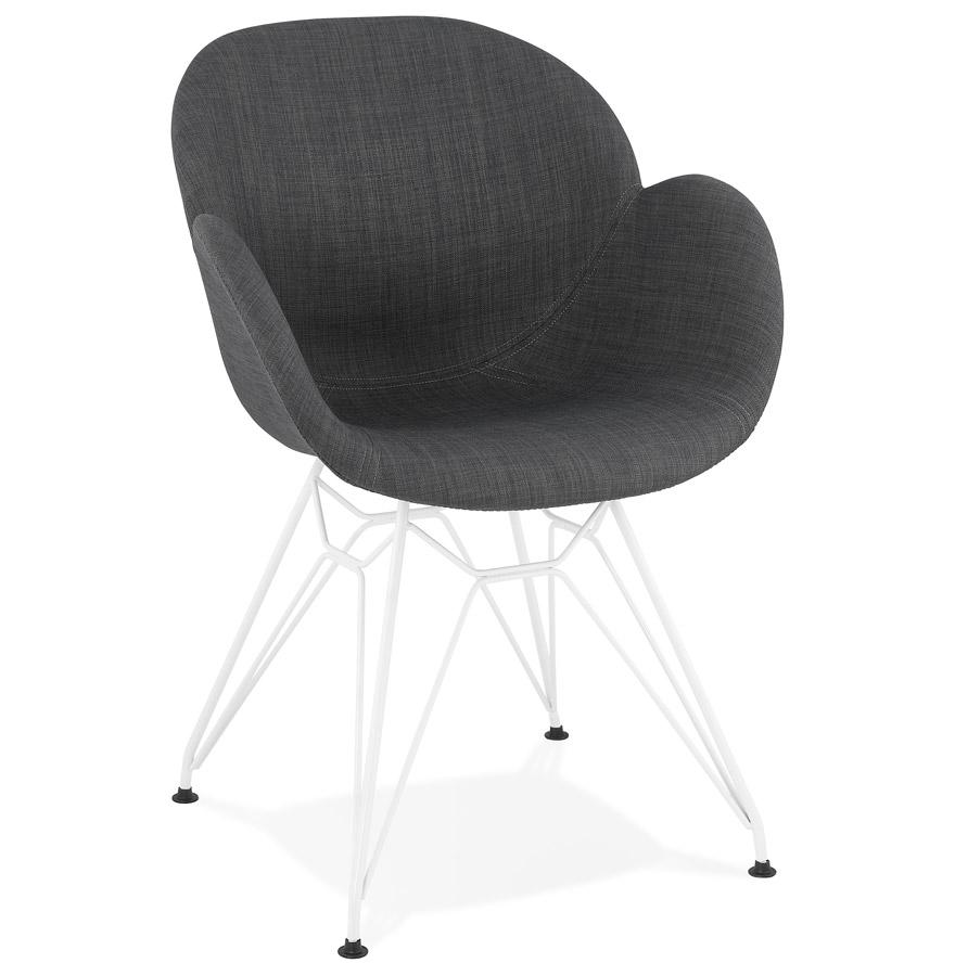kokoon design Modern 'ATOL' chair in dark gray fabric with white metal legs