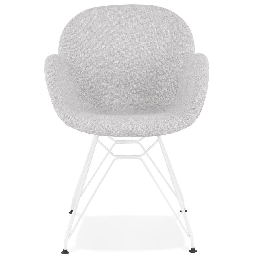 Kokoon Design Modern 'ATOL' Chair In Light Gray Fabric With White Metal Legs
