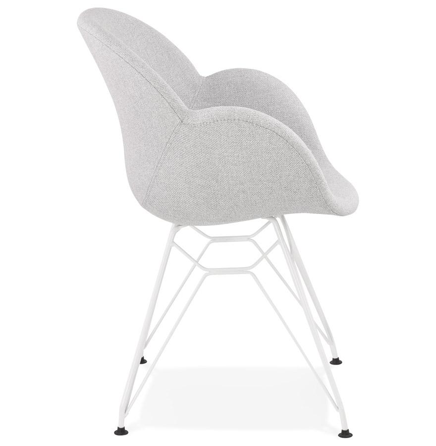 Kokoon Design Modern 'ATOL' Chair In Light Gray Fabric With White Metal Legs