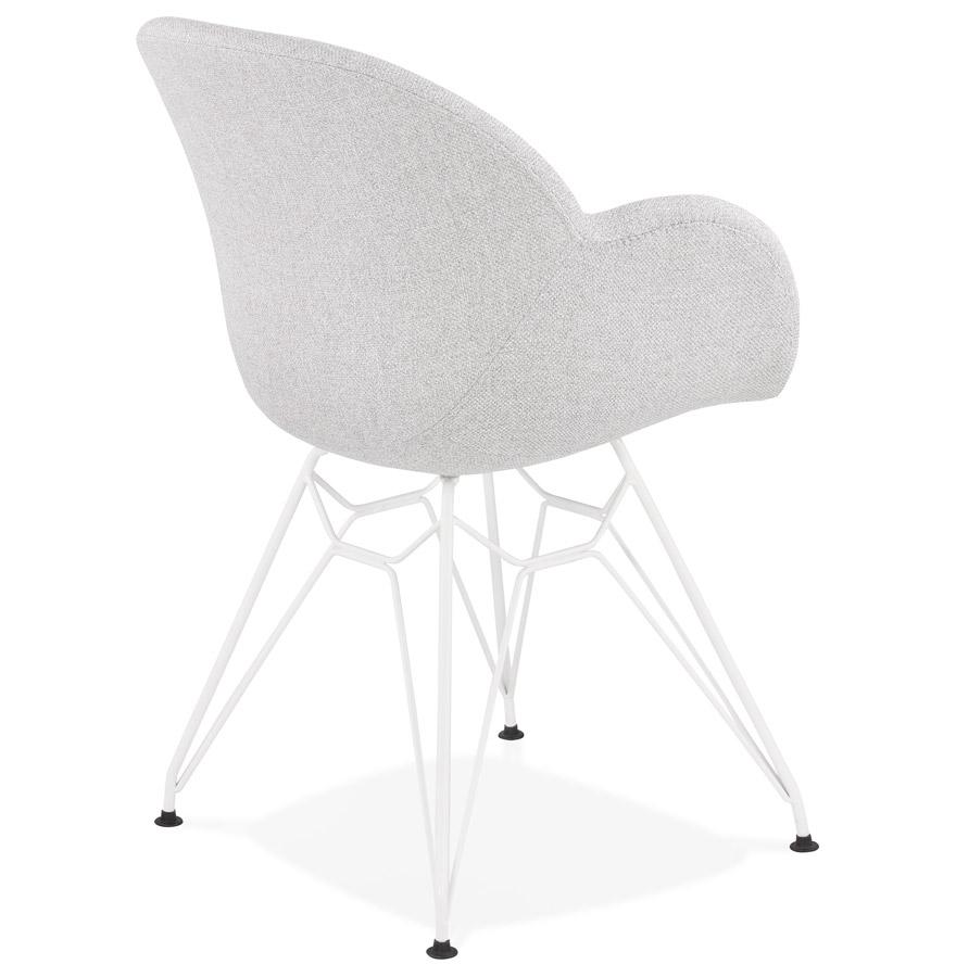Kokoon Design Modern 'ATOL' Chair In Light Gray Fabric With White Metal Legs