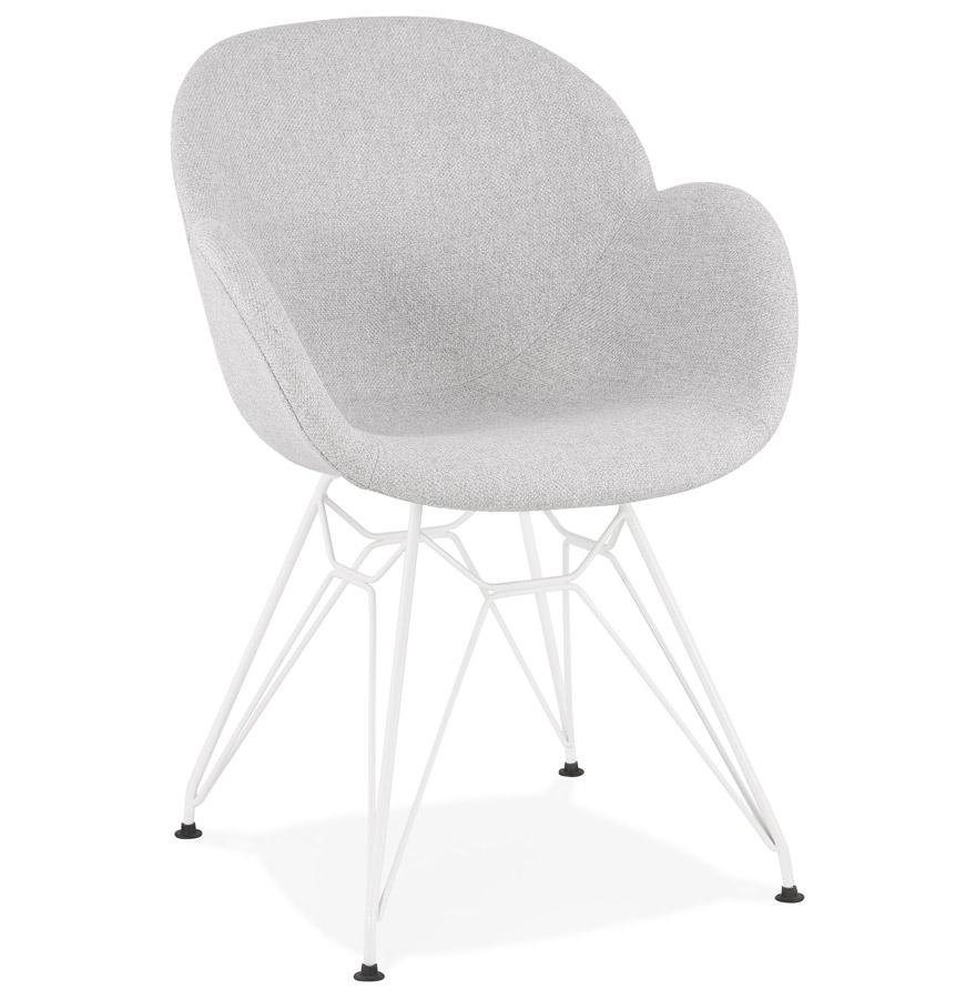 kokoon design Modern 'ATOL' chair in light gray fabric with white metal legs