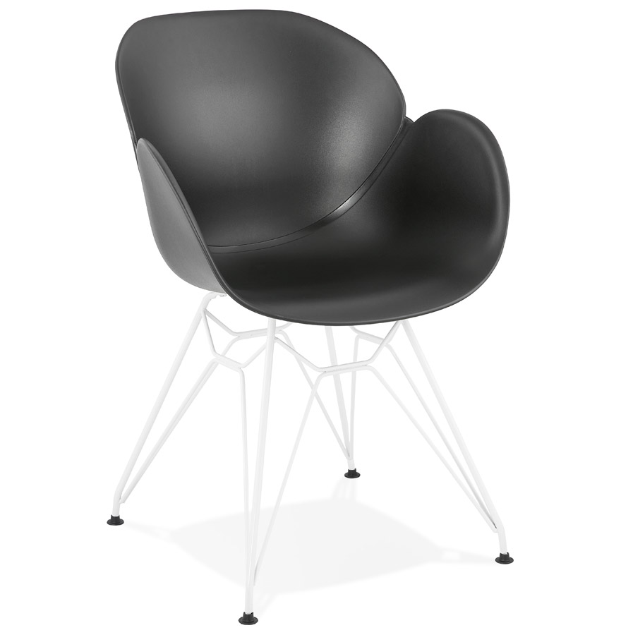 kokoon design Modern black 'FIDJI' chair with white metal legs