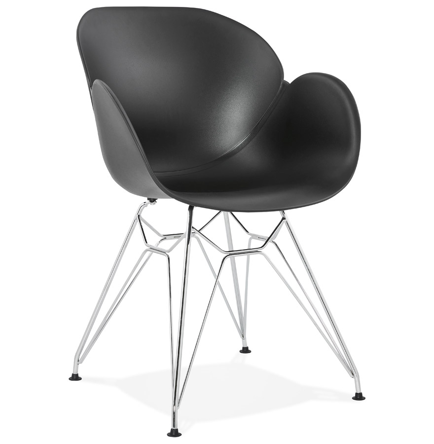 kokoon design Modern black 'UNAMI' chair in plastic with chrome metal legs