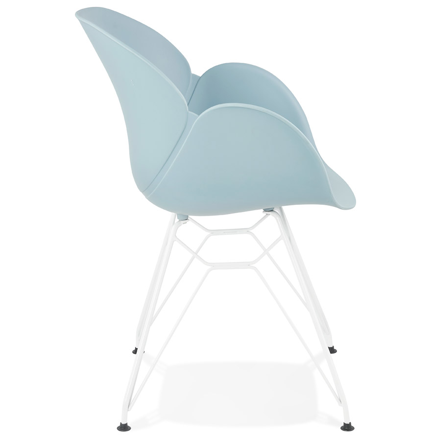 Kokoon Design Modern Blue 'FIDJI' Chair With White Metal Legs