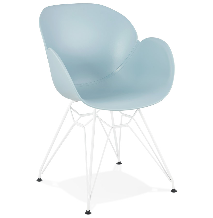 kokoon design Modern blue 'FIDJI' chair with white metal legs