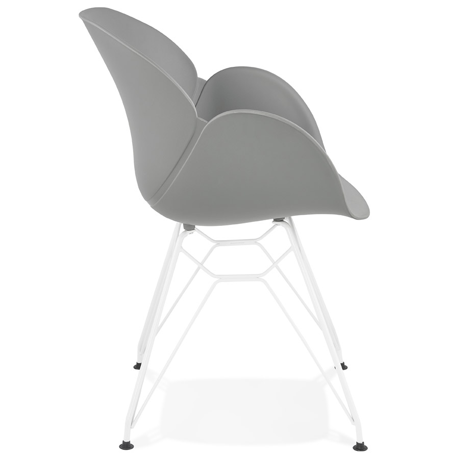 Kokoon Design Modern Gray 'FIDJI' Chair With White Metal Legs