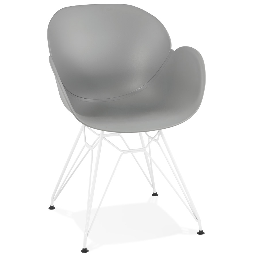kokoon design Modern gray 'FIDJI' chair with white metal legs