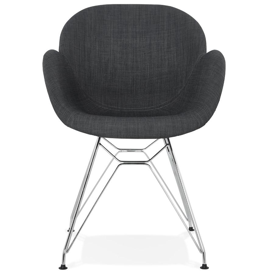 Kokoon Design Modern 'ORIGAMI' Chair In Dark Gray Fabric With Chrome Metal Legs