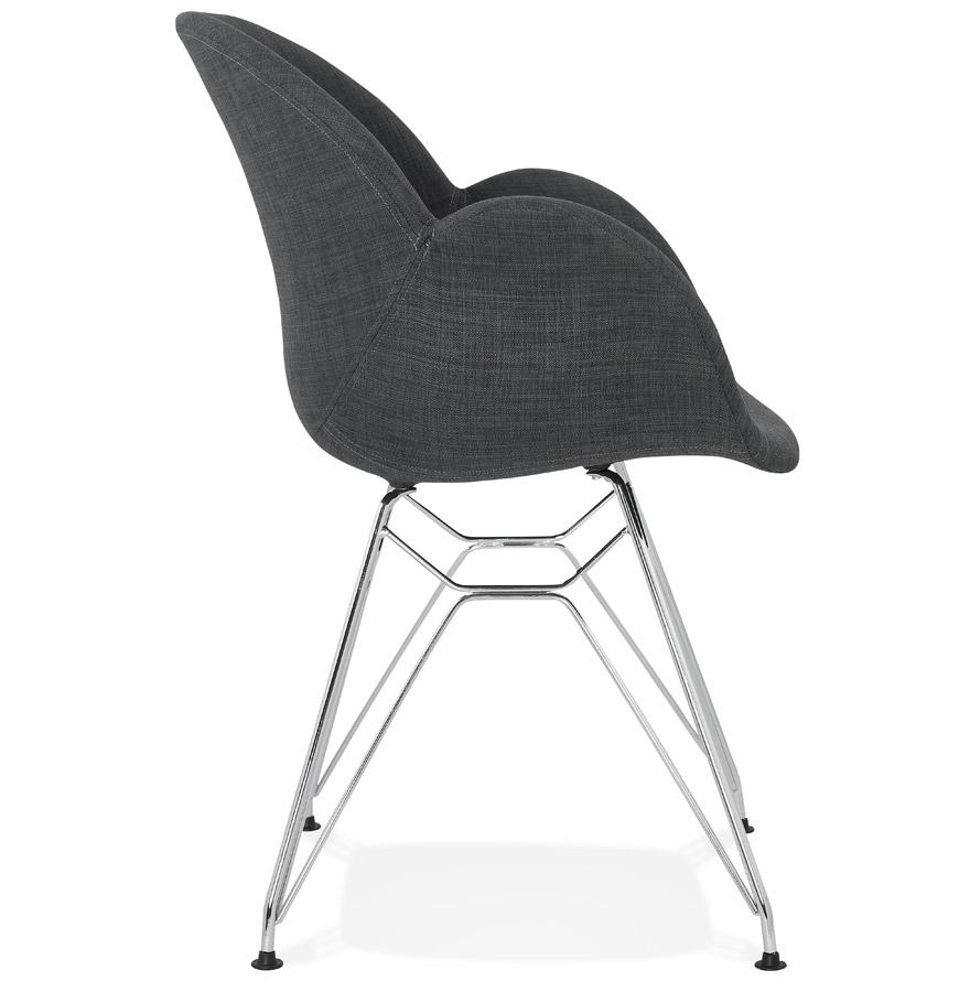 Kokoon Design Modern 'ORIGAMI' Chair In Dark Gray Fabric With Chrome Metal Legs