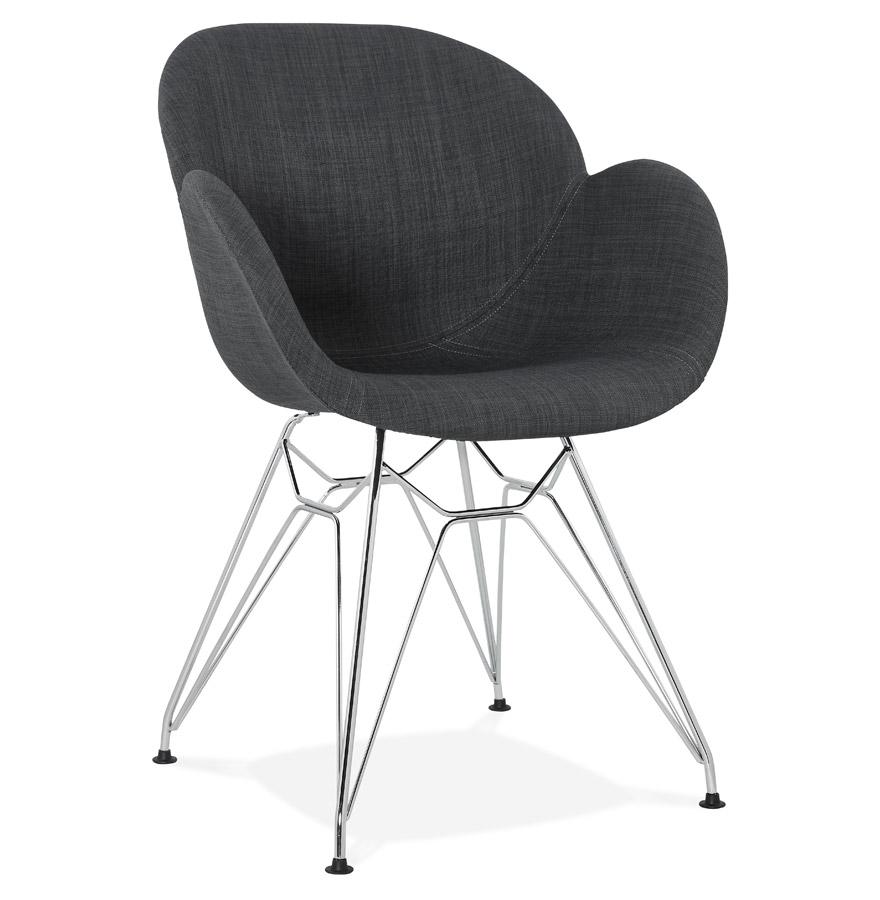 kokoon design Modern 'ORIGAMI' chair in dark gray fabric with chrome metal legs