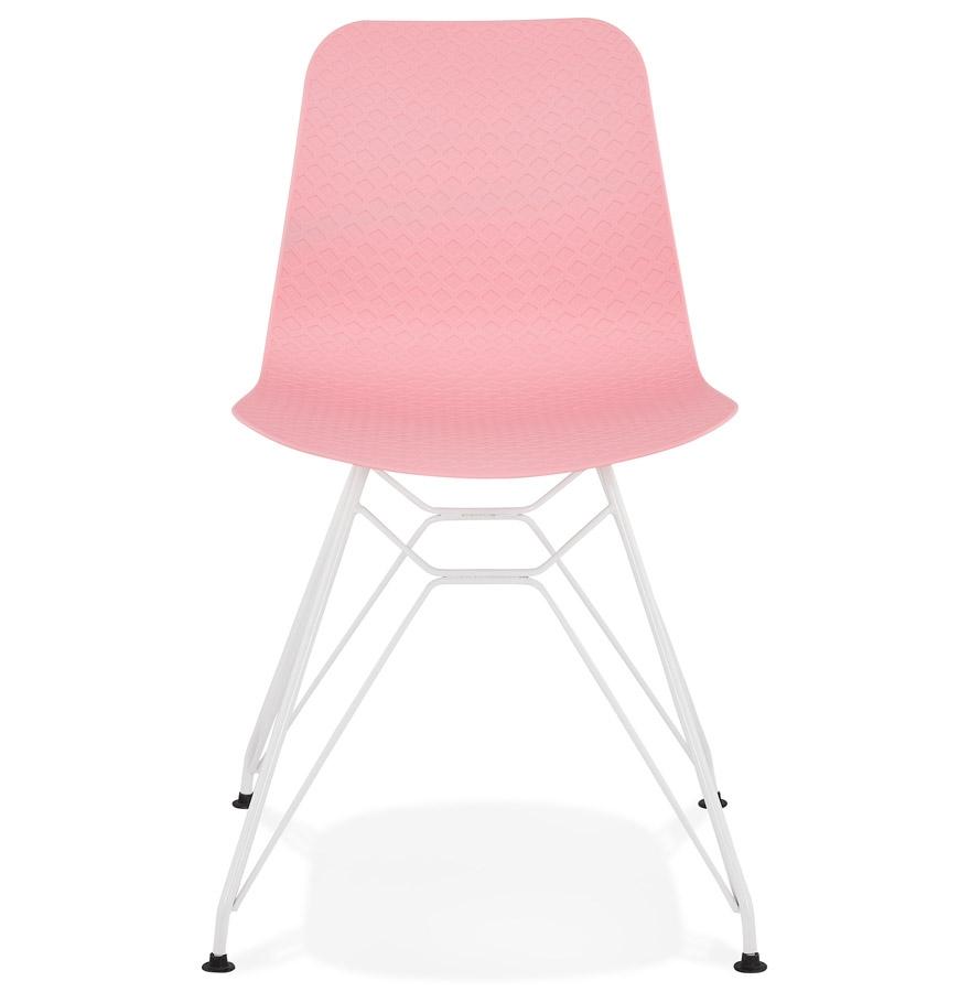 Kokoon Design Modern Pink 'GAUDY' Chair With White Metal Base