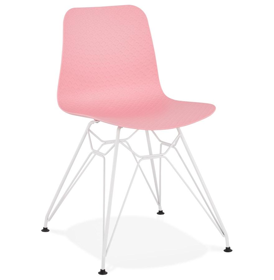 kokoon design Modern pink 'GAUDY' chair with white metal base