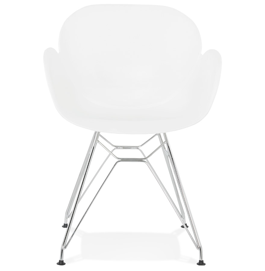 Kokoon Design Modern White 'UNAMI' Chair In Plastic With Chrome Metal Legs
