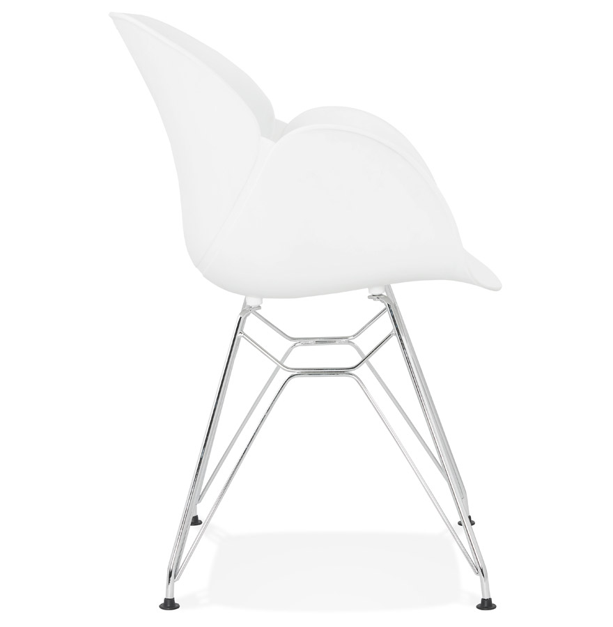 Kokoon Design Modern White 'UNAMI' Chair In Plastic With Chrome Metal Legs
