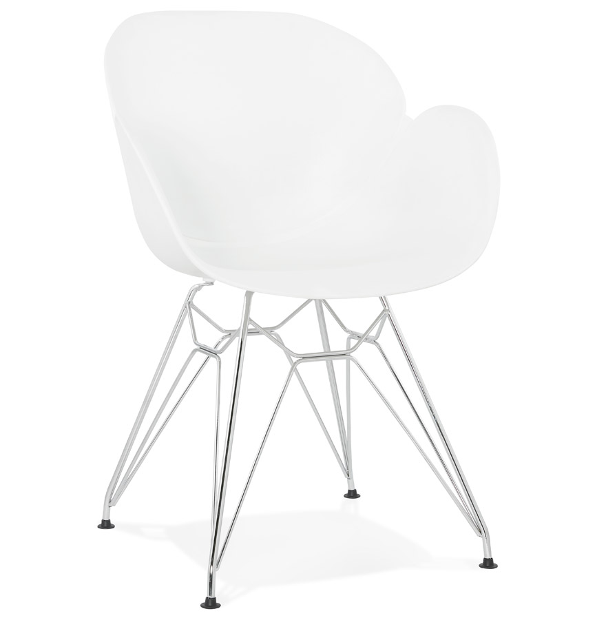 kokoon design Modern white 'UNAMI' chair in plastic with chrome metal legs