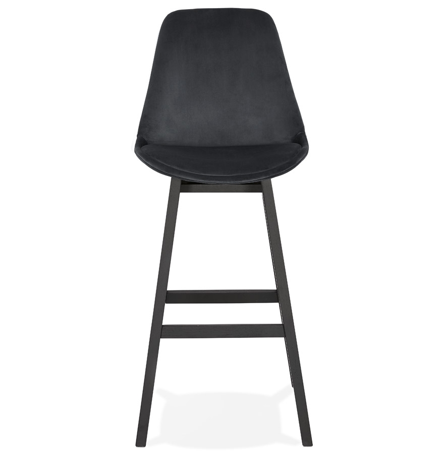 Kokoon Design MORISS' Bar Stool In Black Velvet And Black Wooden Legs