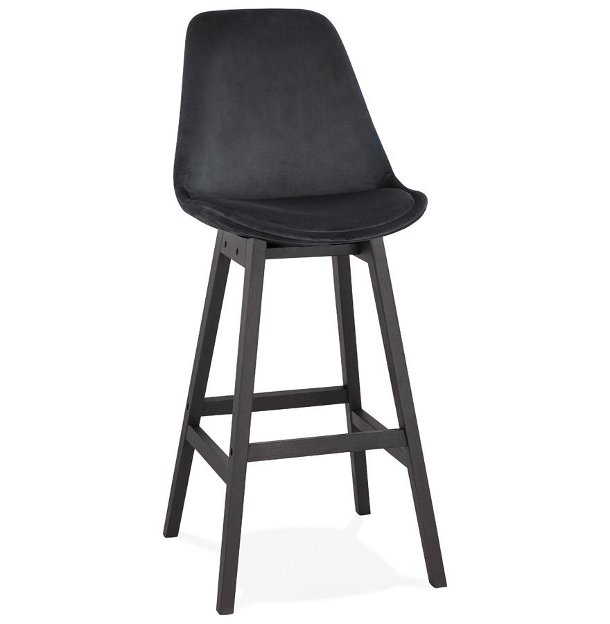 kokoon design MORISS' bar stool in black velvet and black wooden legs kokoon design MORISS' bar stool in black velvet and black wooden legs