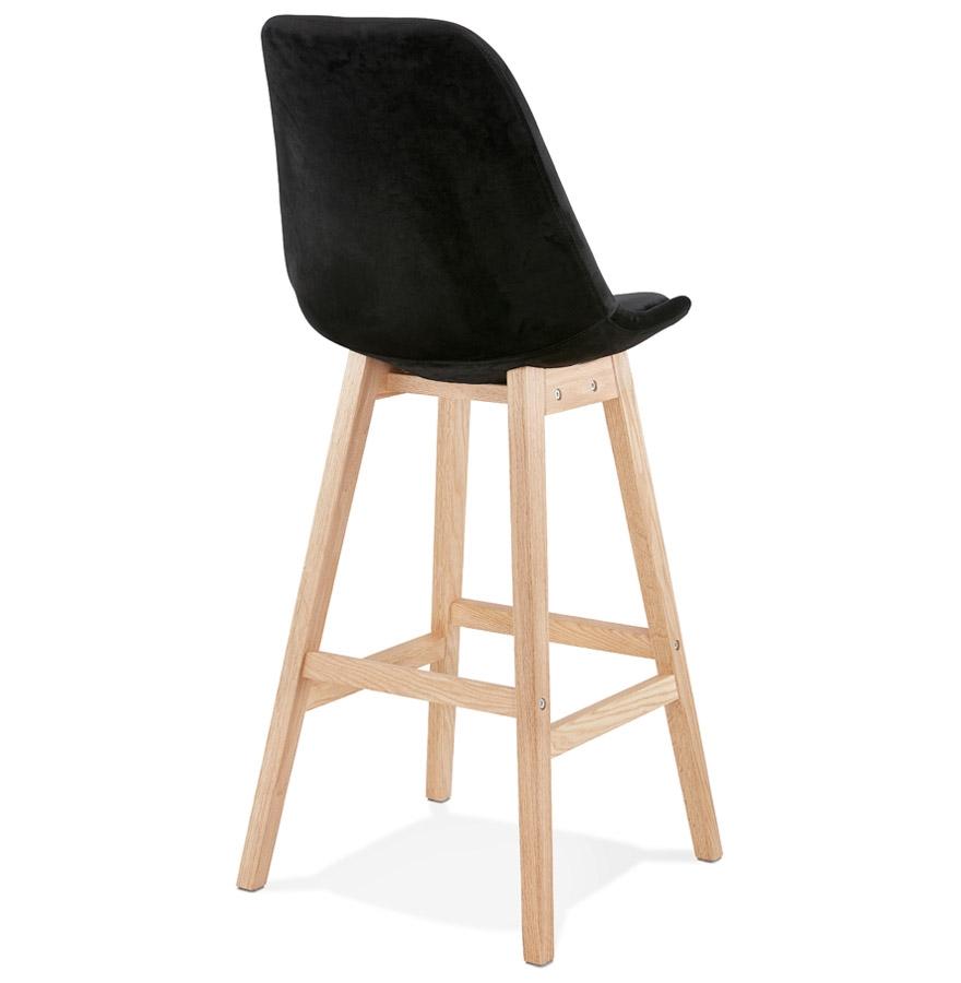 Kokoon Design MORISS' Bar Stool In Black Velvet And Natural Wood Legs