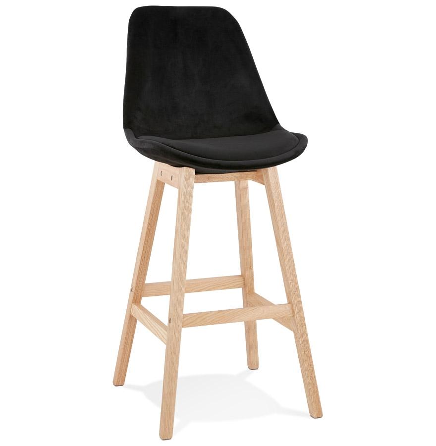 kokoon design MORISS' bar stool in black velvet and natural wood legs
