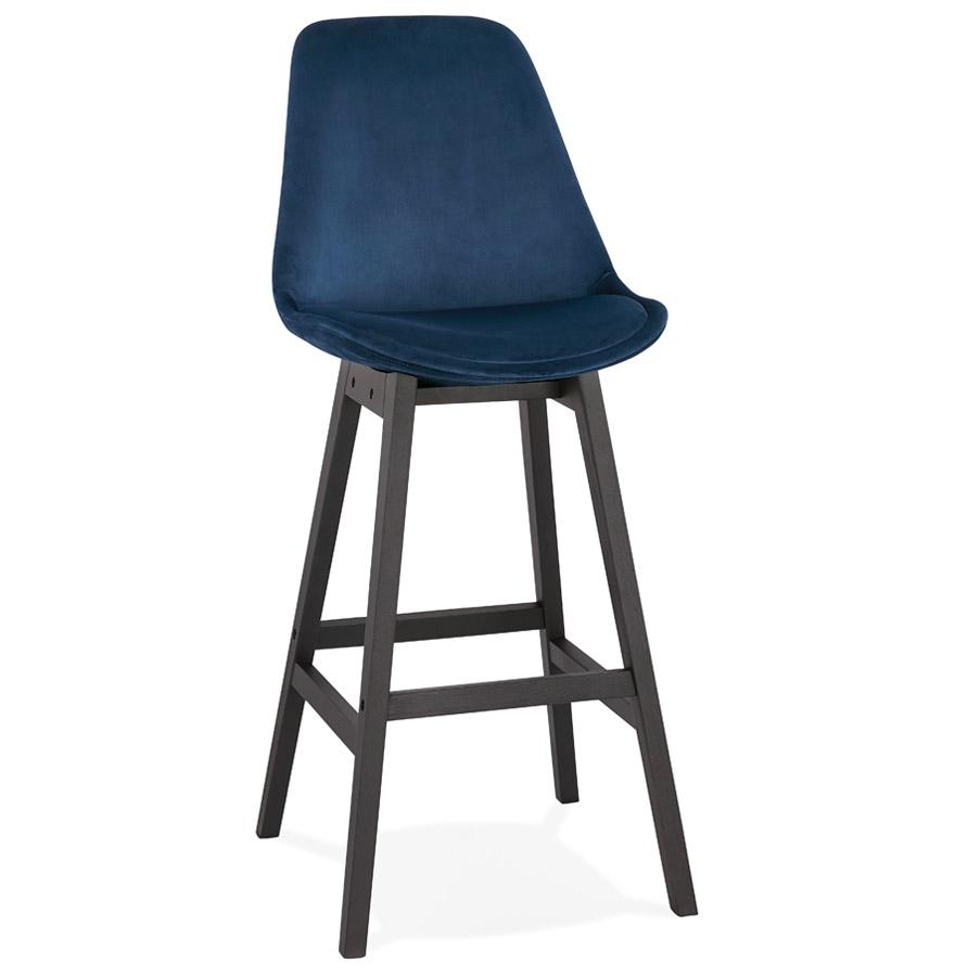 kokoon design MORISS' bar stool in blue velvet and black wooden legs kokoon design MORISS' bar stool in blue velvet and black wooden legs