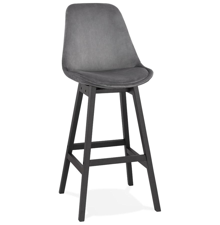 kokoon design MORISS' bar stool in gray velvet and black wooden legs