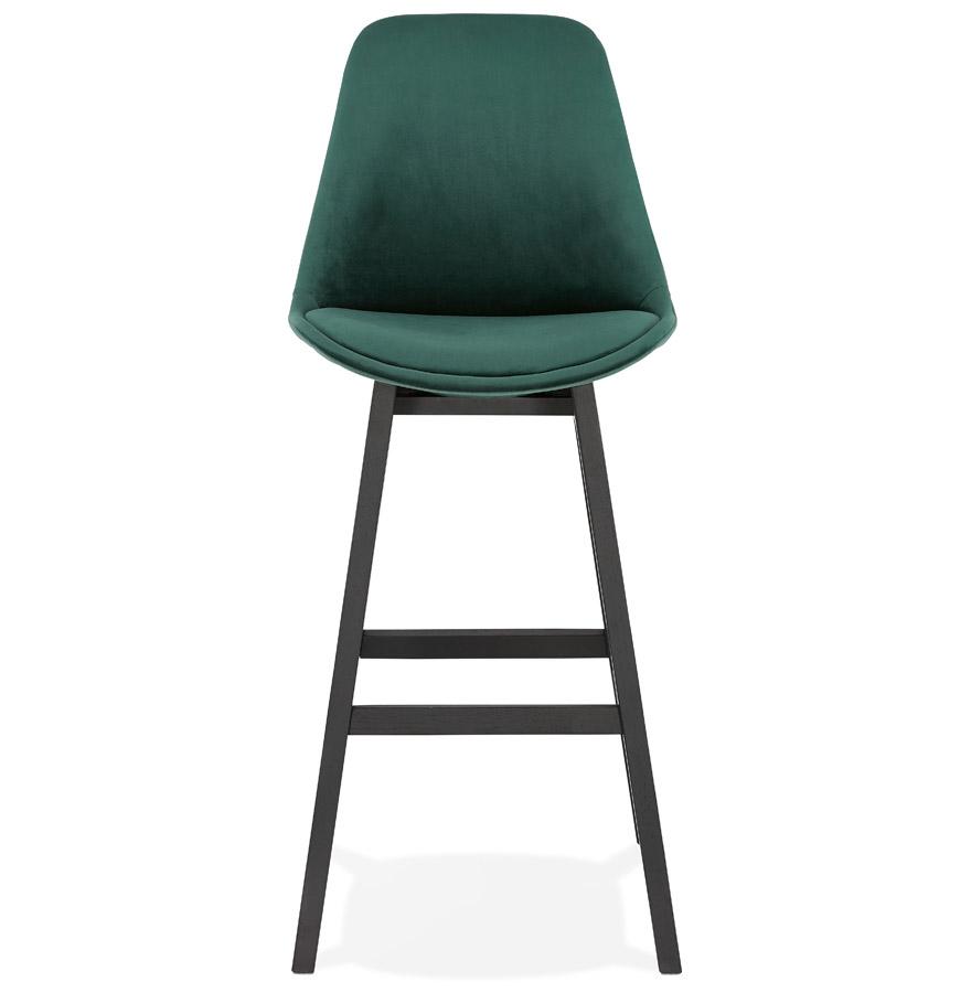 Kokoon Design MORISS' Bar Stool In Green Velvet And Black Wooden Legs