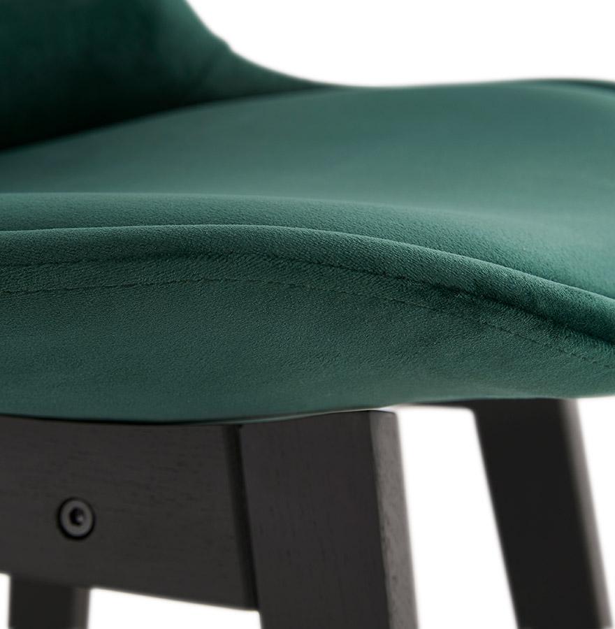 Kokoon Design MORISS' Bar Stool In Green Velvet And Black Wooden Legs