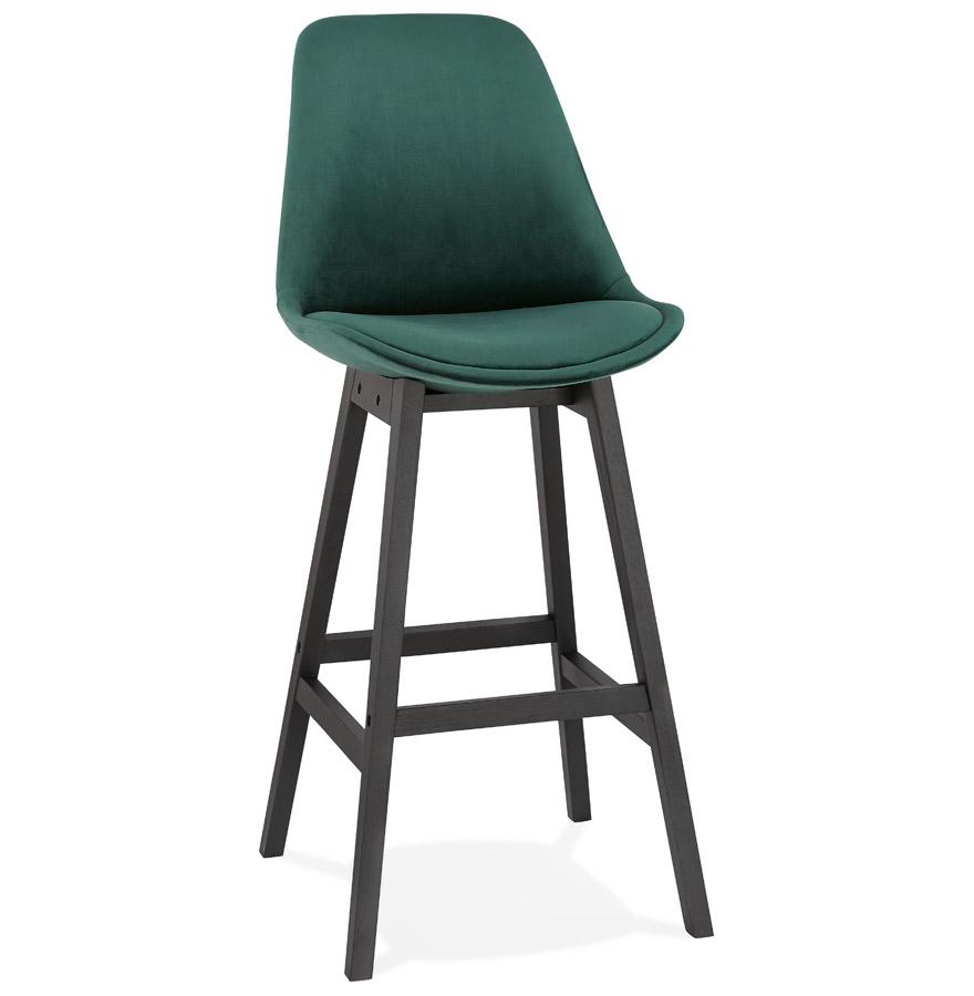 kokoon design MORISS' bar stool in green velvet and black wooden legs