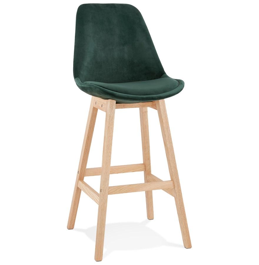 kokoon design MORISS' bar stool in green velvet and natural wood legs kokoon design MORISS' bar stool in green velvet and natural wood legs