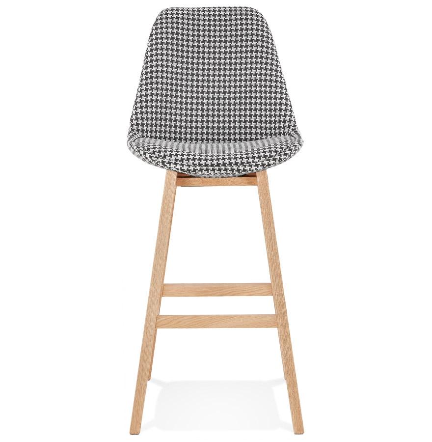 Kokoon Design MORISS' Bar Stool In Houndstooth Fabric And Natural Wood Legs