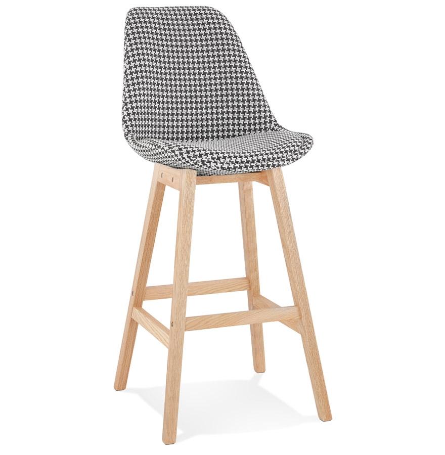 kokoon design MORISS' bar stool in houndstooth fabric and natural wood legs