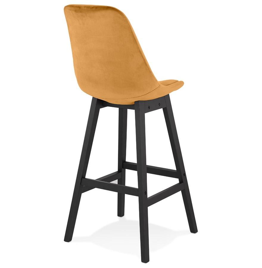 Kokoon Design MORISS' Bar Stool In Mustard Velvet And Black Wooden Legs