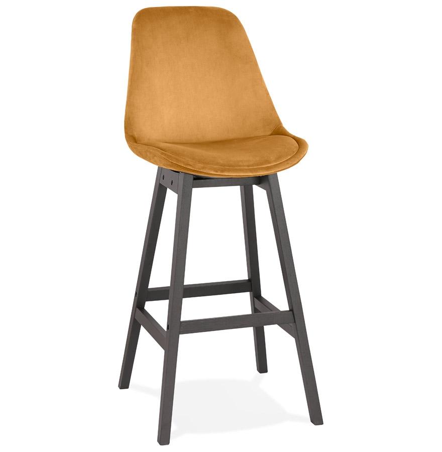 kokoon design MORISS' bar stool in mustard velvet and black wooden legs kokoon design MORISS' bar stool in mustard velvet and black wooden legs