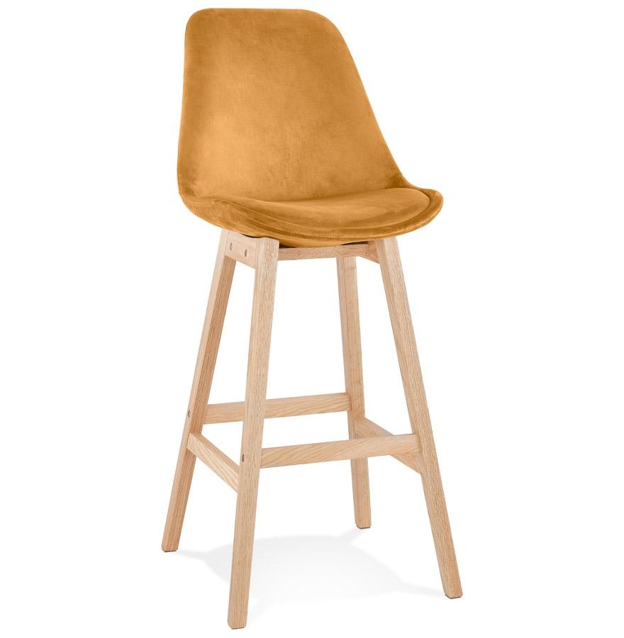 kokoon design MORISS' bar stool in mustard velvet and natural wood legs kokoon design MORISS' bar stool in mustard velvet and natural wood legs