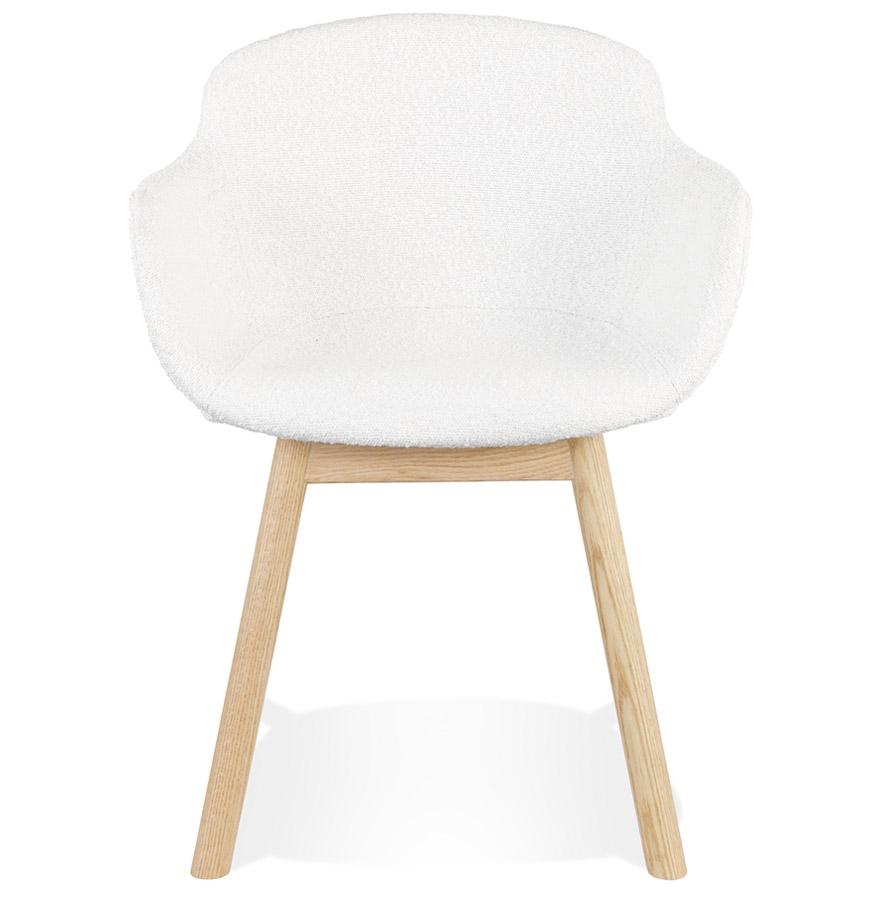 Kokoon Design MOUTOU' Chair With Armrests In White Sheepskin Fabric And Natural Wood Legs