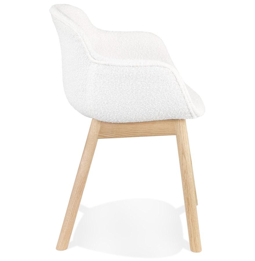 Kokoon Design MOUTOU' Chair With Armrests In White Sheepskin Fabric And Natural Wood Legs