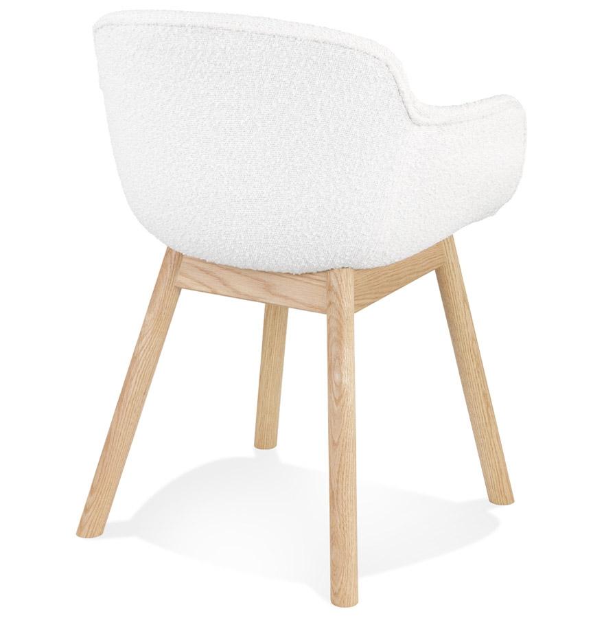 Kokoon Design MOUTOU' Chair With Armrests In White Sheepskin Fabric And Natural Wood Legs