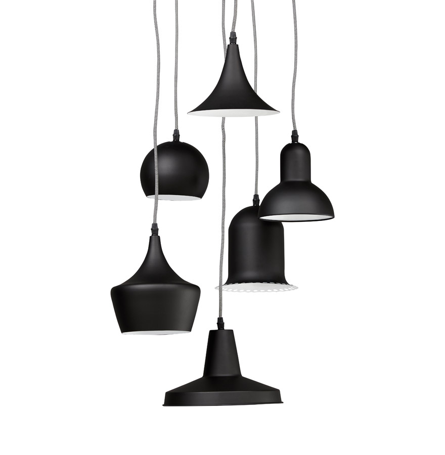 Kokoon Design Multiple Pendant Light 'PIGAL' With 6 Different Lampshades
