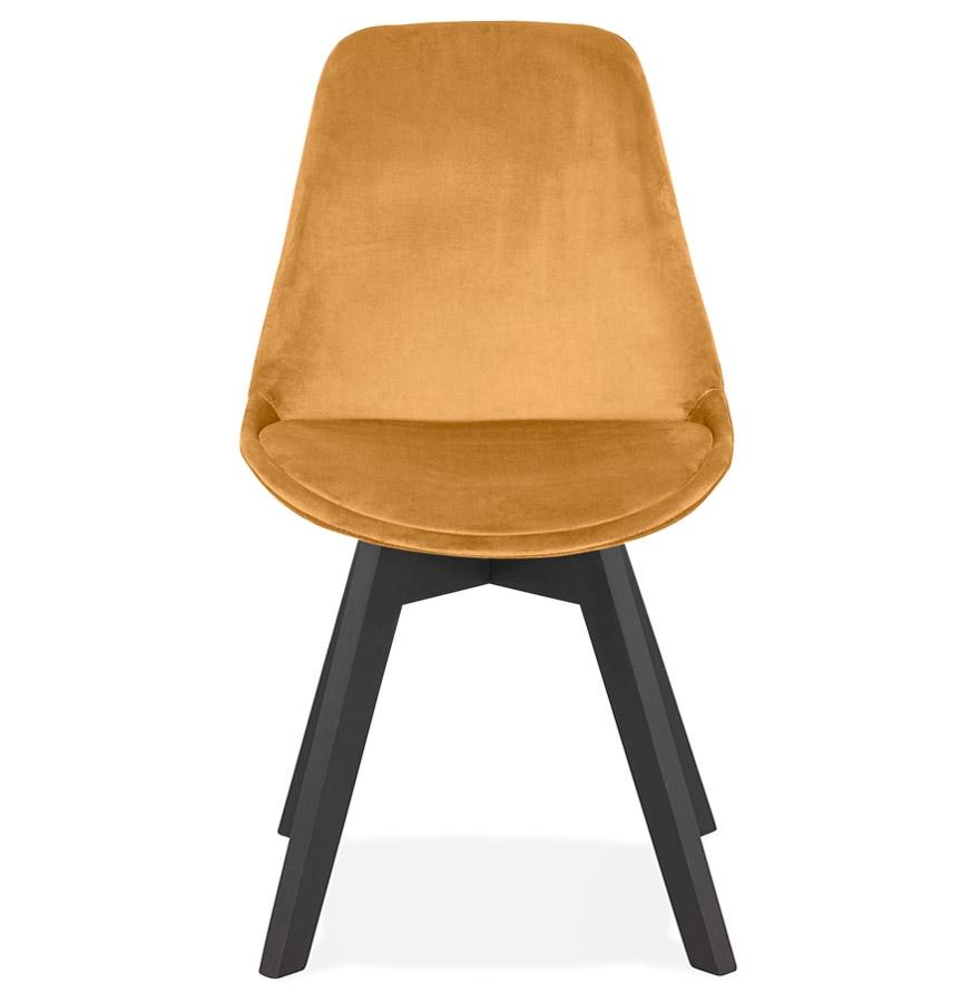 Kokoon Design Mustard Velvet Chair 'JOE' With Black Wooden Structure